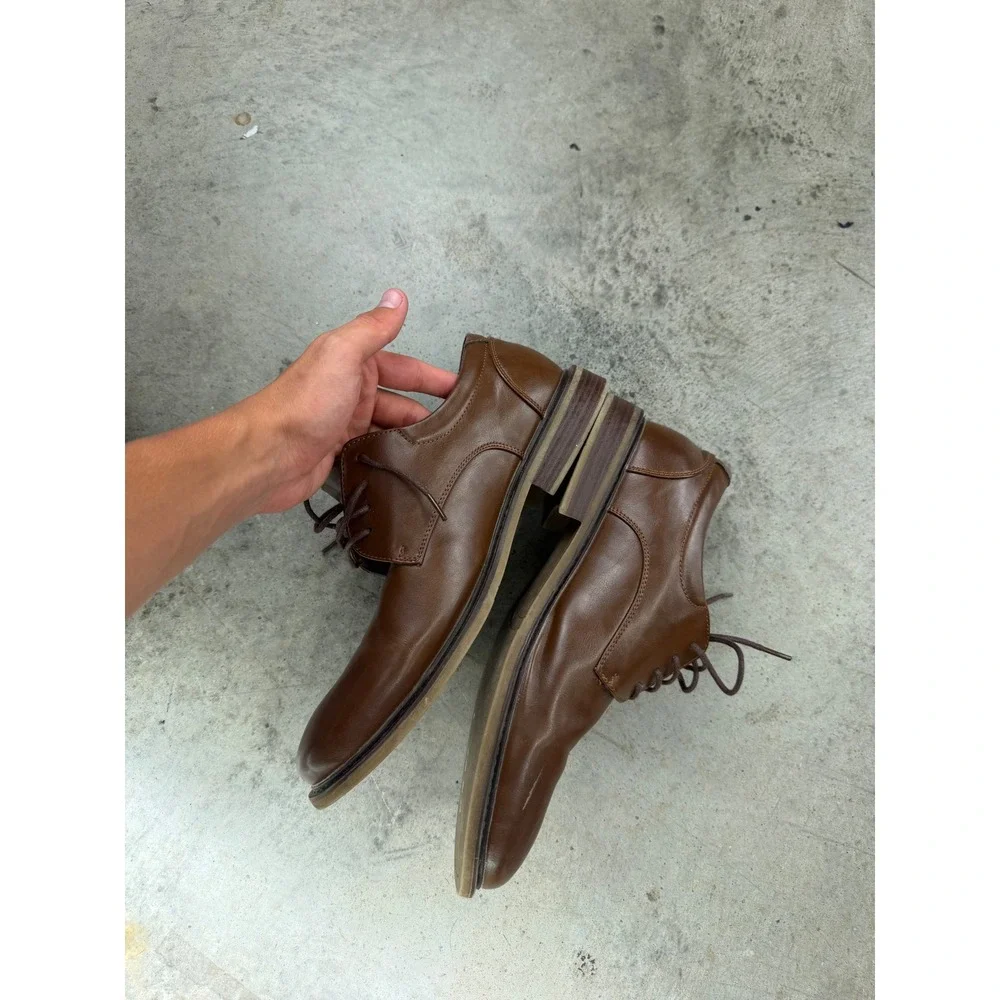 Vintage Hugo Vitelli Mens Brown Derby Shoes Lace Up Oxfords 9.5 EEE Casual